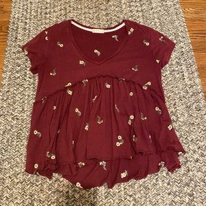 burgundy Altar’d State flower shirt